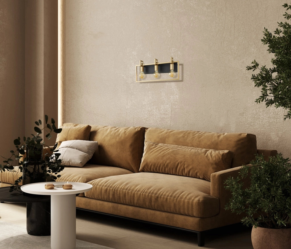 Applique glamour nero ottone tripla 3xE27 Primero Italux