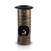 Camino a Bioetanolo da Tavolo in Ceramica 19x60 cm Ferazzoli Tondo Nero-Biscotto