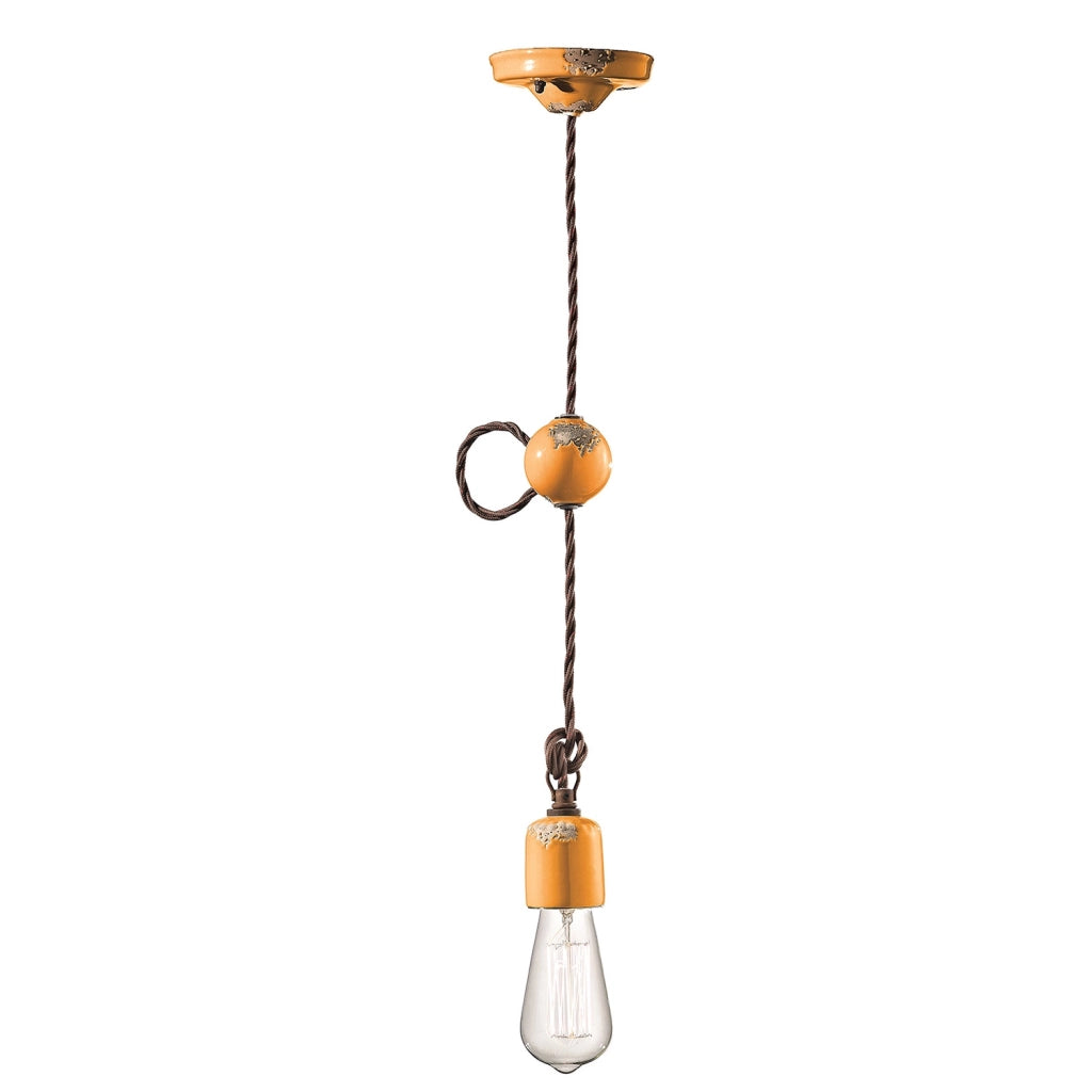 Sospensione Vintage Ceramica Gialla 1 Luce E27