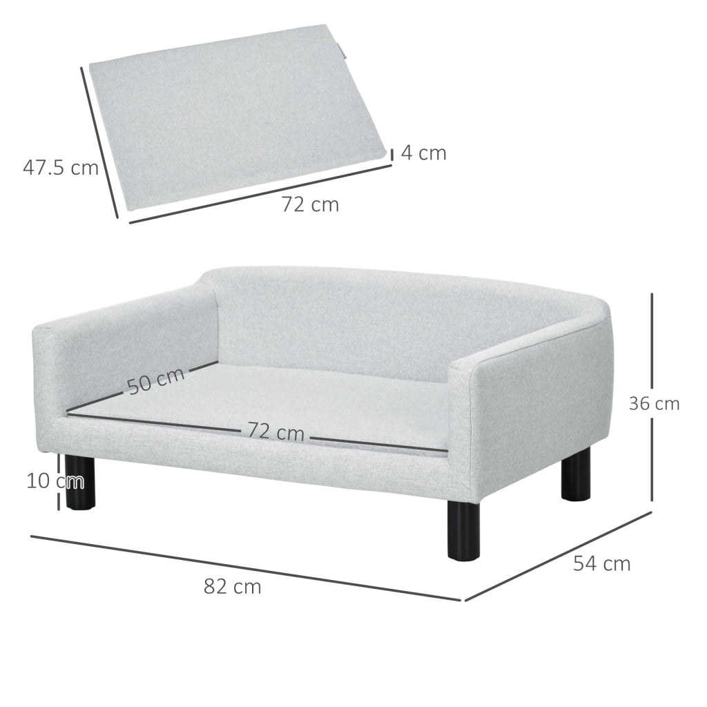 Divano per Cani Vellutato con Cuscino ¨C Zephmum ¨C Grigio Chiaro 82x54x36 cm
