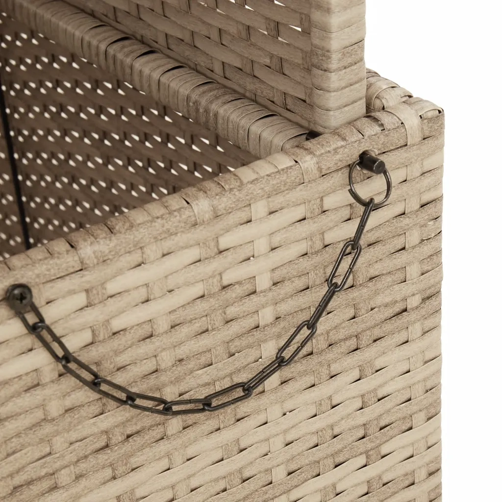 Tavolo da Giardino | Tavolino da esterno Beige 90x55x71cm Polyrattan e Legno Acacia