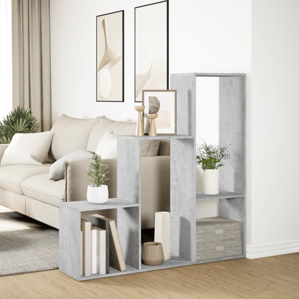 Libreria Divisorio 3Piani Grigio Cemento 123x29x123 Truciolato 857988