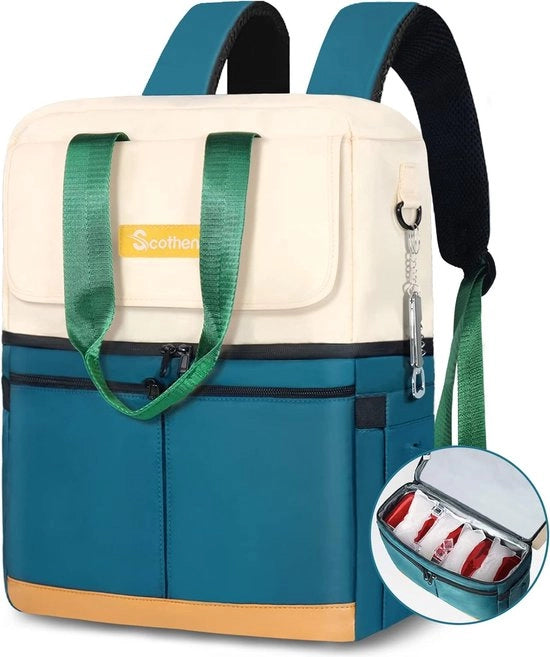 Zak a Isolata con Doppio Scomparto e 12 Pacchi di Gel - Capace di 36 Lattine per fino a 24 Ore - Impermeabile e Lekvrij - Isolata con Gel - Borsa per Picnic per Donne