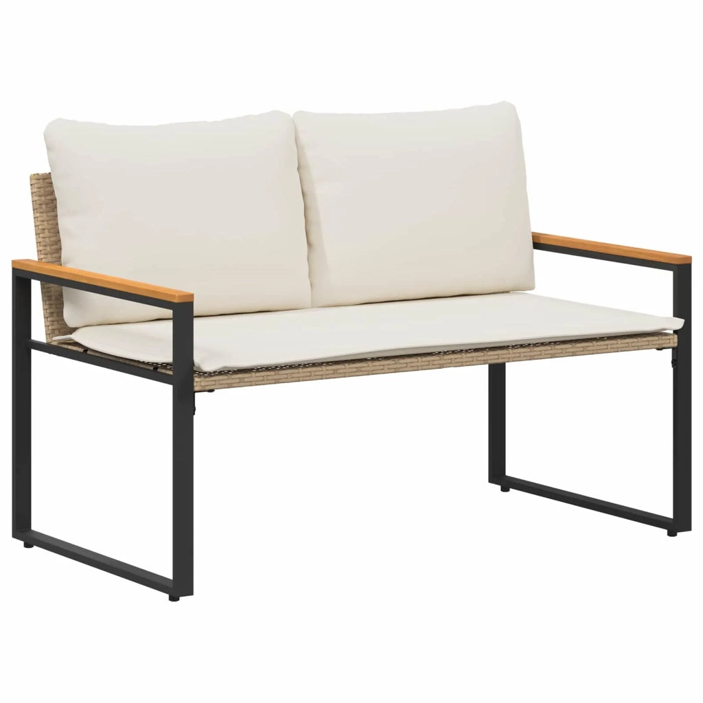 panchina Beige e Bianco Crema 115 x 65 x 72 cm Rattan