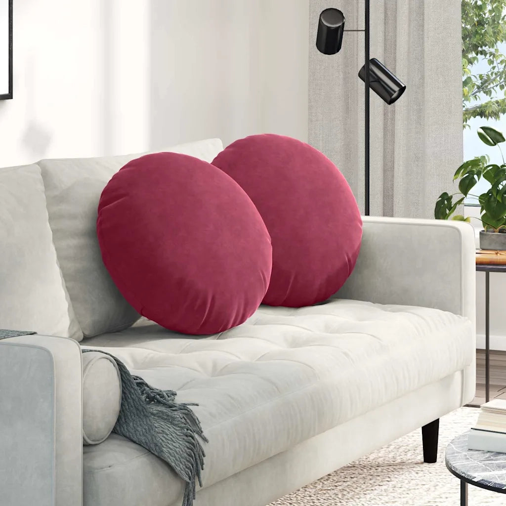Cuscini per Seduta 2 pcs Rosso Vino Ø50 x 19 cm Velluto