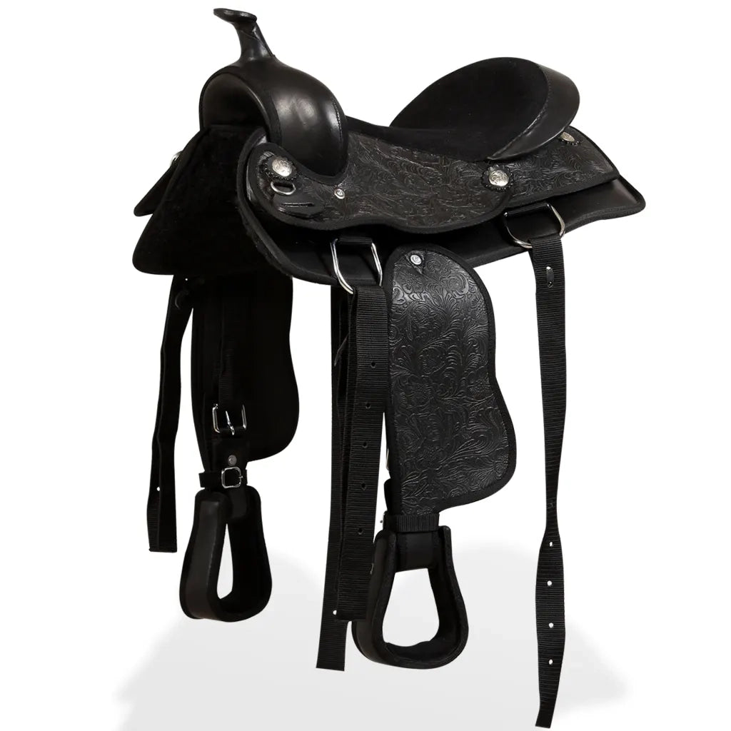 Sella Western Testiera e Pettorale in Vera Pelle 13" Nero 91356