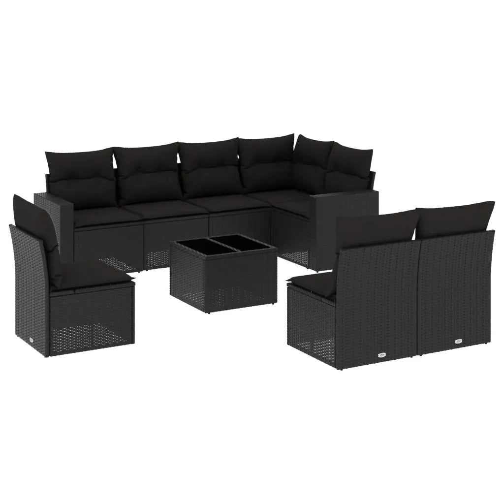 Set Divani da Giardino 9 pz con Cuscini Nero in Polyrattancod mxl 89383