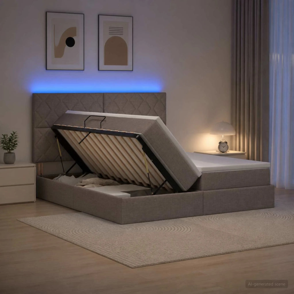 Letto con contenitore LED e materasso Tortora 180 x 200 cm 3460245