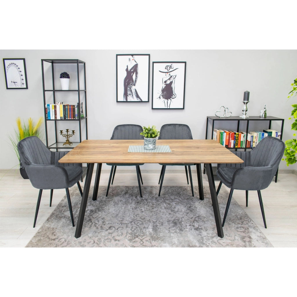 Sedia di design Lugo in velluto grigio scuro con gambe nere