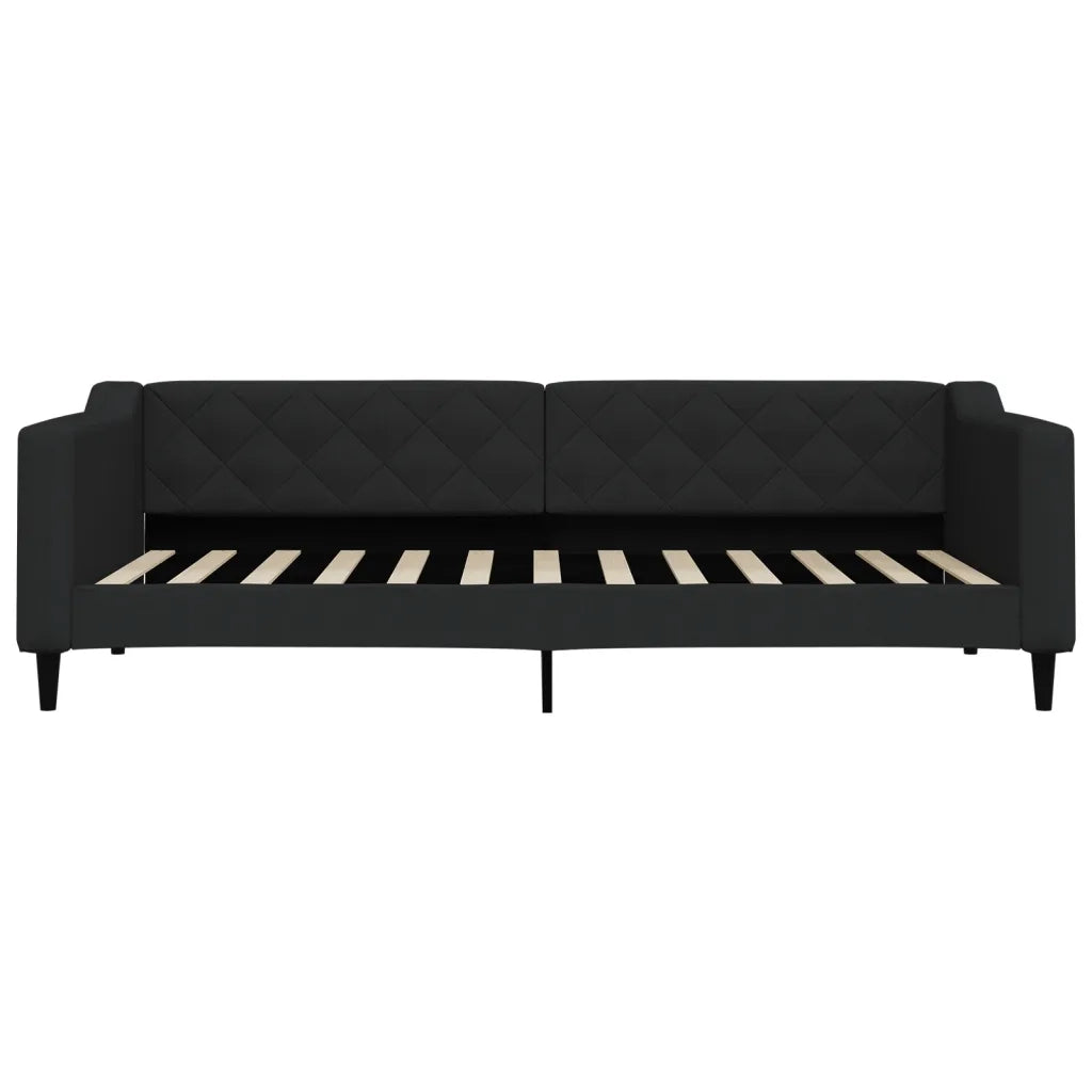 Divano Letto con Materasso Nero 90x200 cm in Tessuto