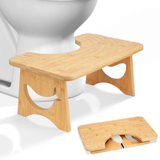 Toiletkruk opvouwbare per adulti, realizzata in bambù, 17,5 cm design walvis, toiletkruk per constipazione e flatulenza, antiscivente, per bambini