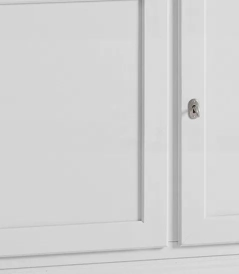 Cristalliera 3 porte in legno arte povera bianco sporco 155x42x203 - Mobili 2G