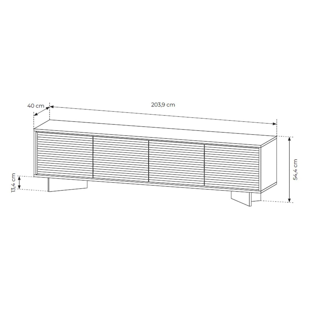 Kame, Mobile Porta tv un Ripiano, 204x40x54h cm Marrone Rovere