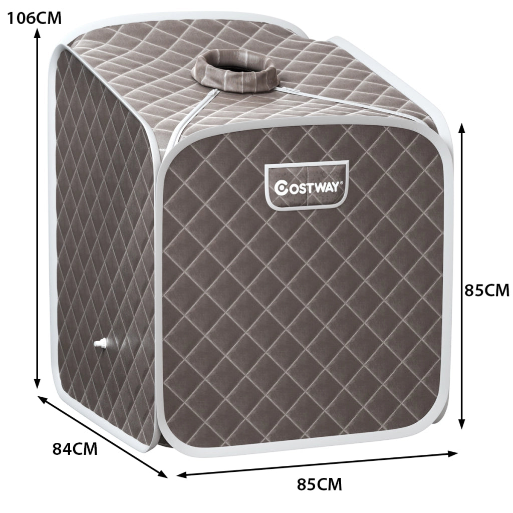 Sauna a vapore portatile con sedia rullo massaggiatore per piedi temperatura a 9 livelli, Cabina sauna da casa Grigio-Massaggiatori