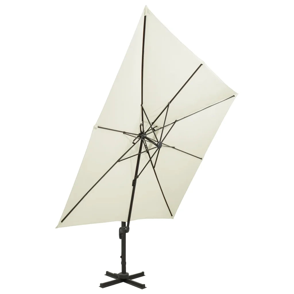 Ombrellone da giardino a sbalzo con doppio piano 300x300 cm Sabbia 312368