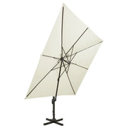 Ombrellone da giardino a sbalzo con doppio piano 300x300 cm Sabbia 312368