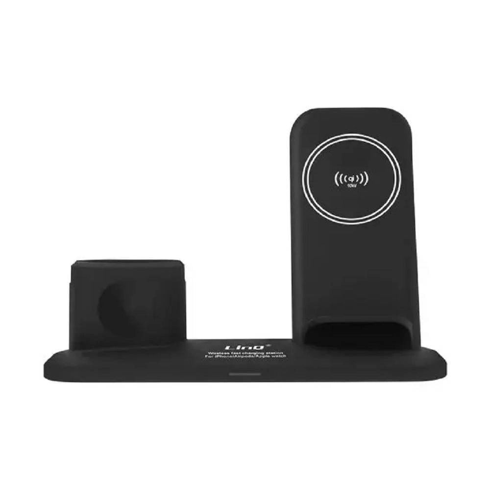 Trade Shop - Stazione Di Ricarica Rapida Wireless 3 In 1 Per Iphone Apple Watch Airpods W8899 -