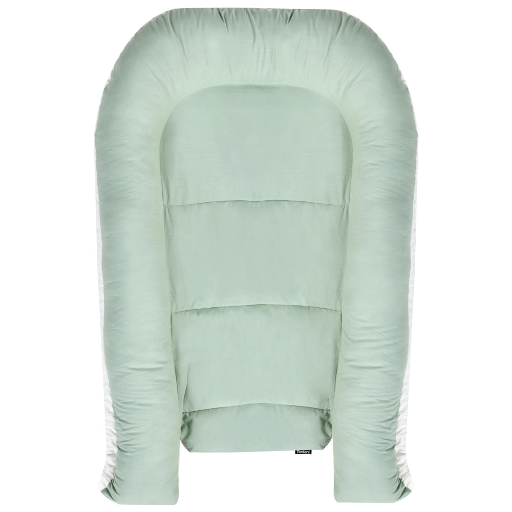 Lettino in cotone per neonati 55 x 90 cm reversibile verde chiaro e bianco stile moderno