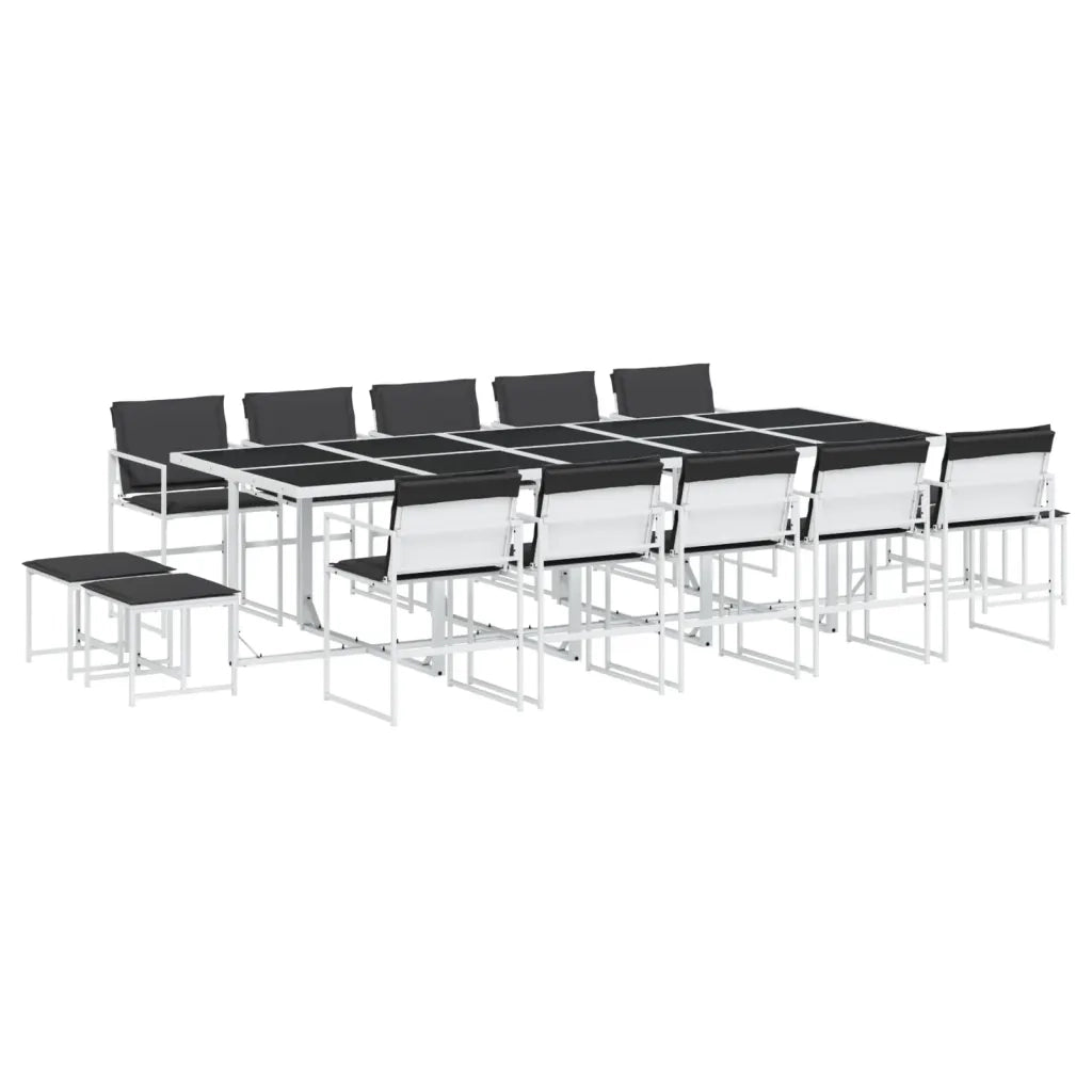 Set da Pranzo da Giardino 15 pz con Cuscini Bianco in Textilene 3295116