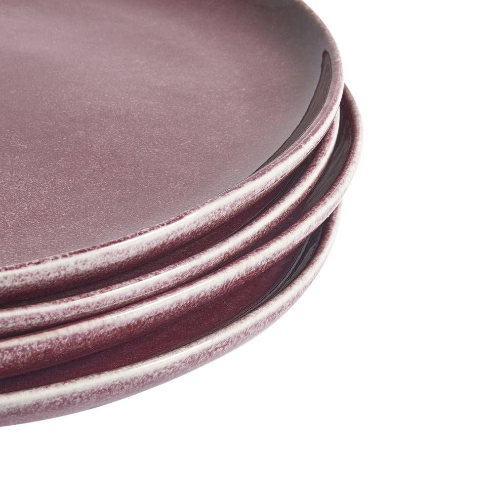 Set di 12 stoviglie in gres caolino fatto a mano con smalto reattivo bordeaux Cucina Sala da pranzo