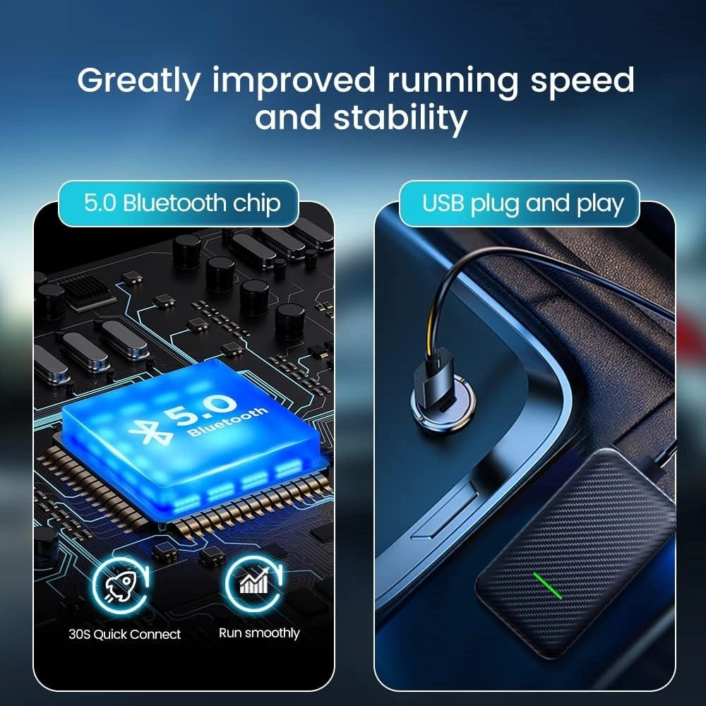 Trade Shop - Adattatore Carplay Wireless Carlin 3.0 Auto Cavo Porta Chip 5g Controllo Vocale Siri -