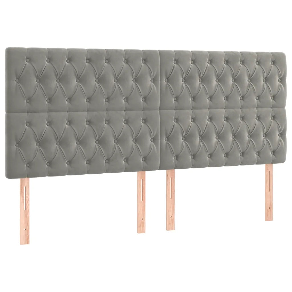 Giroletto a Molle con Materasso Grigio Chiaro 200x200cm Velluto cod mxl 43131