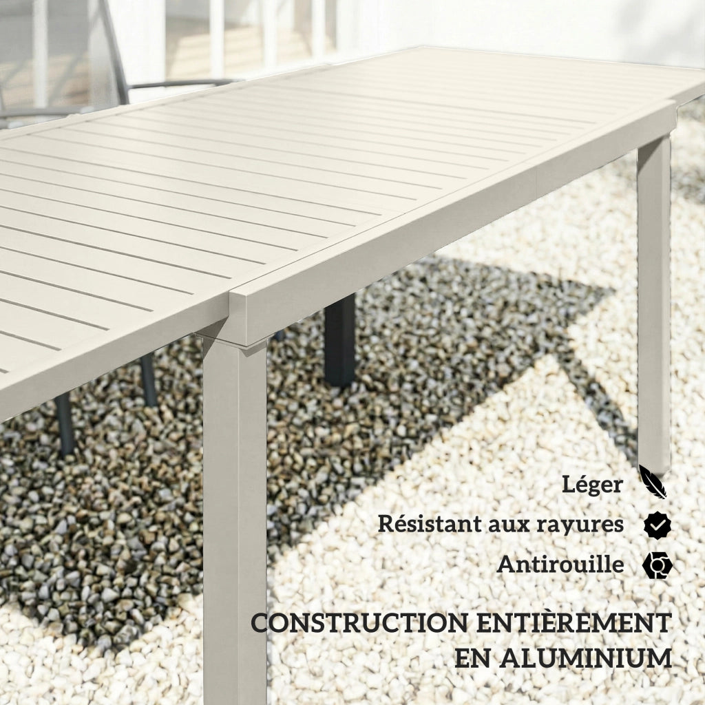 Tavolo da pranzo allungabile per esterni ¨C zephmum ¨C 150-225 cm, bianco, alluminio