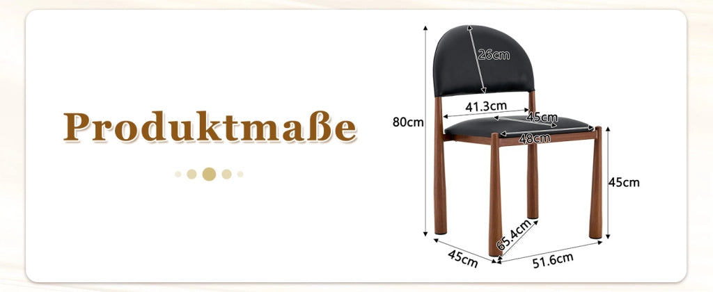 SEDIA da pranzo Set da 2 pezzi 80 cm PU nero con struttura in metallo