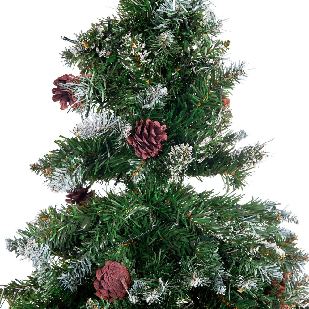 Albero di Natale Artificiale PreIlluminato Verde Innevato Base Nera 210 cm