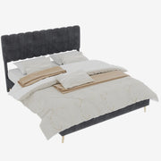 Letto Matrimoniale 160x200 cm; 2 Posti - Struttura Bassa; in Tessuto e Metallo - Grigio