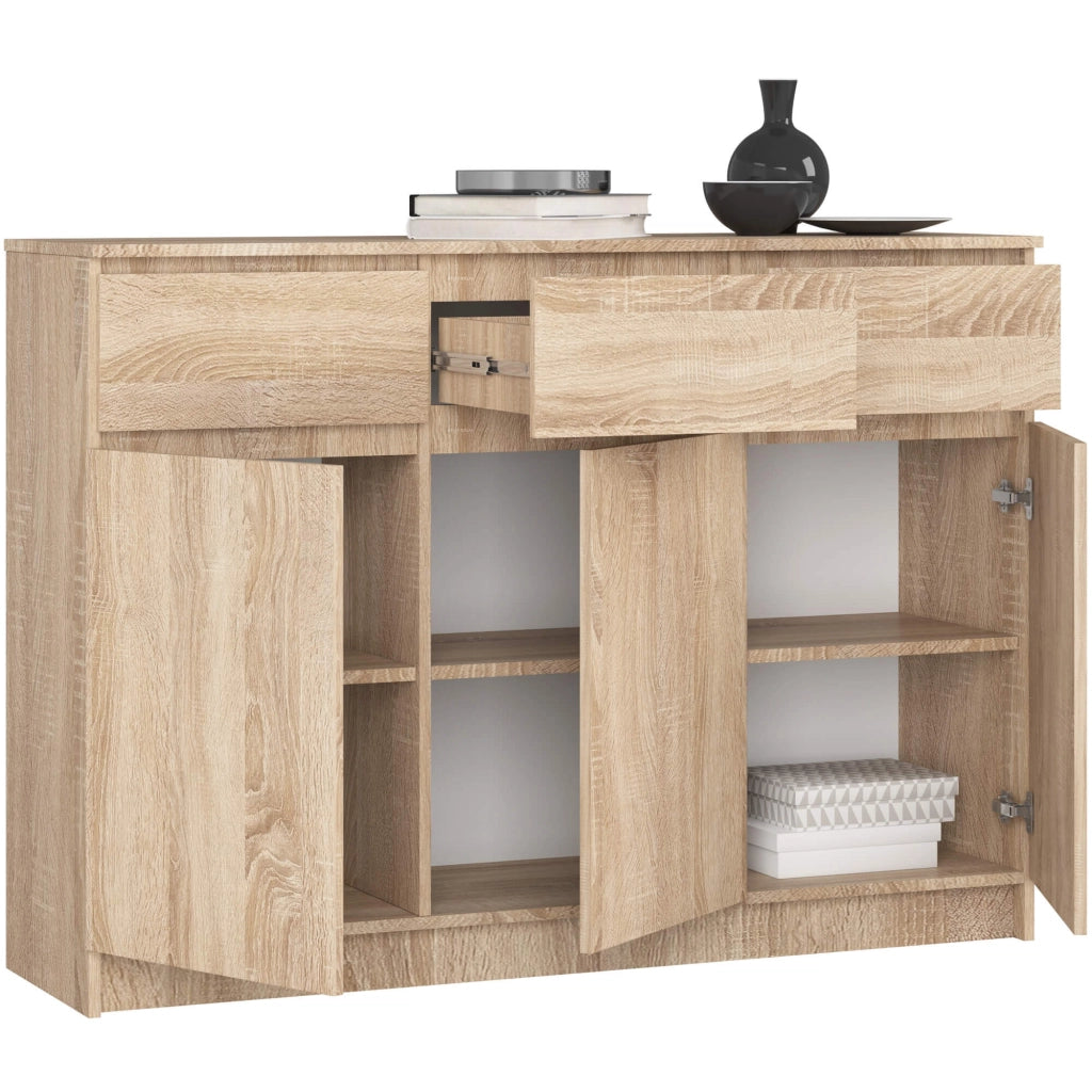 Cassettiera AKORD K140 Sonoma Quercia 138 cm 3 ante 3 cassetti 138x40x99 cm