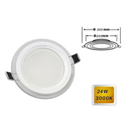 Trade Shop - Pannello Led Slim Incasso Bordo Vetro Tondo 24 W Luce 3000k 6500k 4000k P-205et - -bianco Caldo      -