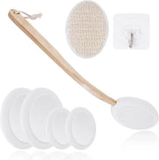 Set di 7 rugincrèmers - spazzola per corpo con setole lunghe - rugborstel multifunzionale rimovibile per la pulizia e la peeling - crema idratante per massaggi