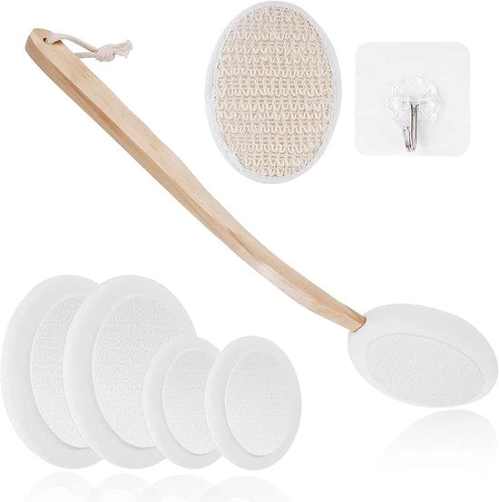 Set di 7 rugincrèmers - spazzola per corpo con setole lunghe - rugborstel multifunzionale rimovibile per la pulizia e la peeling - crema idratante per massaggi