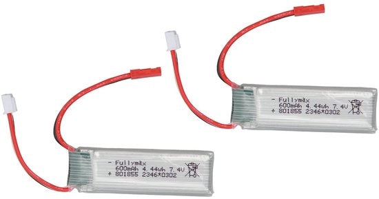 Batterie di riserva 2 pezzi - Batterie al litio 7,4 V 600 mAh - Modelli RC - Connesse JST - Peso ridotto 77 g - Accessori originali - Batterie al litio