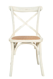 Biscottini Sedia Thonet in massello e seduta in rattan finitura bianca anticata larghezza