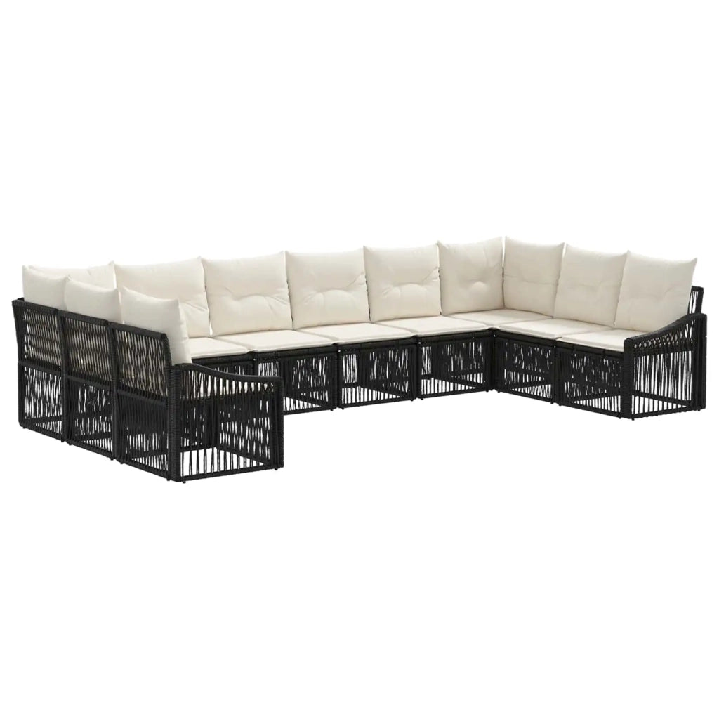 Set Divano da Giardino 10 pcs Nero polyrattan 3436114