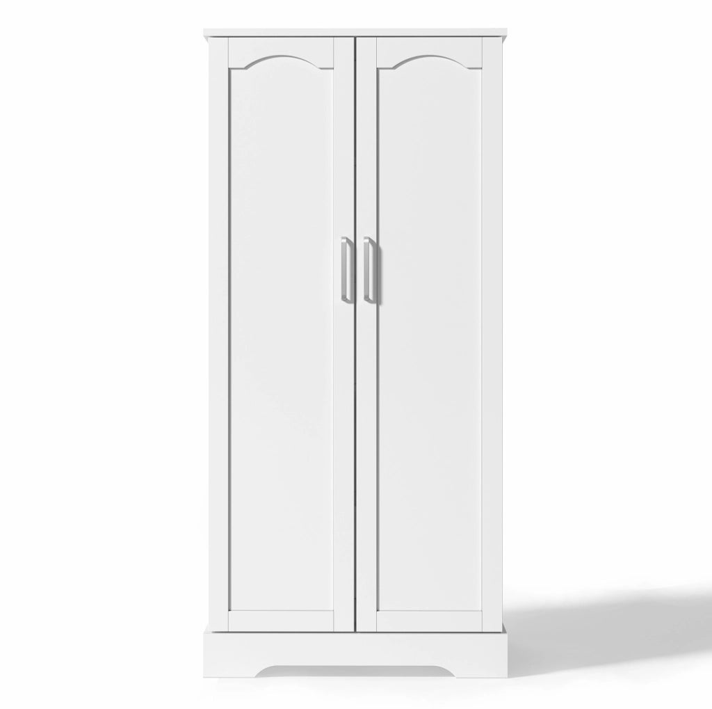 Mobile da cucina multifunzione bianco 60×35×128 cm con ripiani regolabili e luce LED sensore