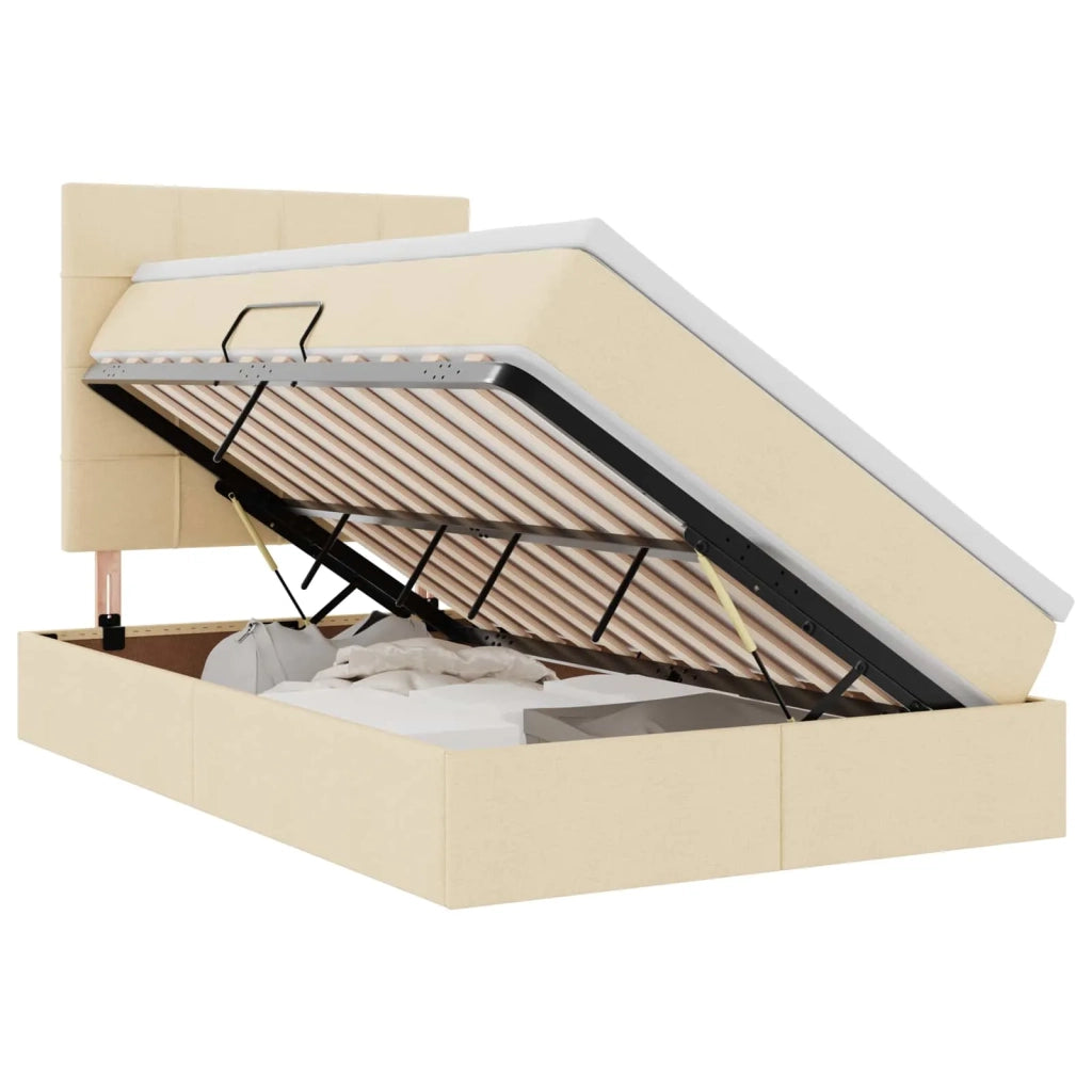 Letto con contenitore e LED Crema 120 x 200 cm Poliestere