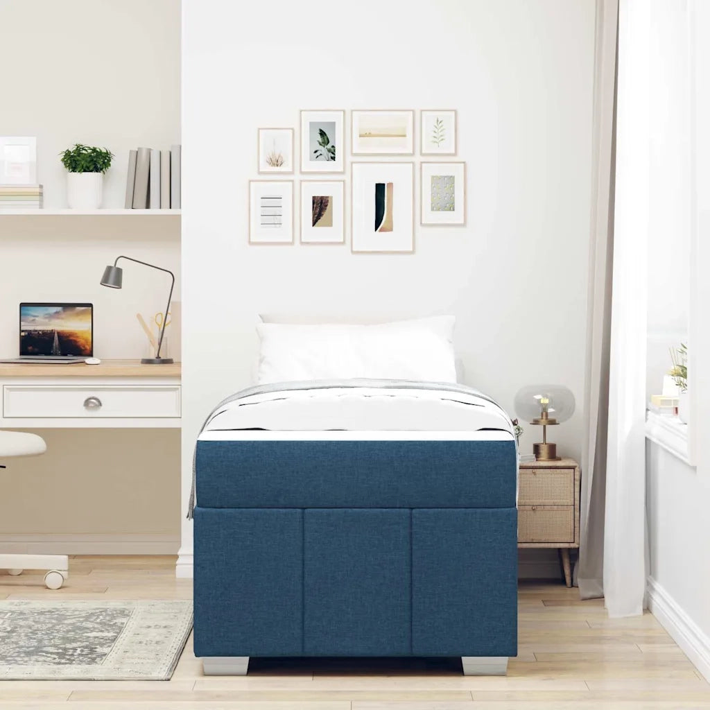 Struttura del letto con materasso Blu 100 x 200 cm Tessuto