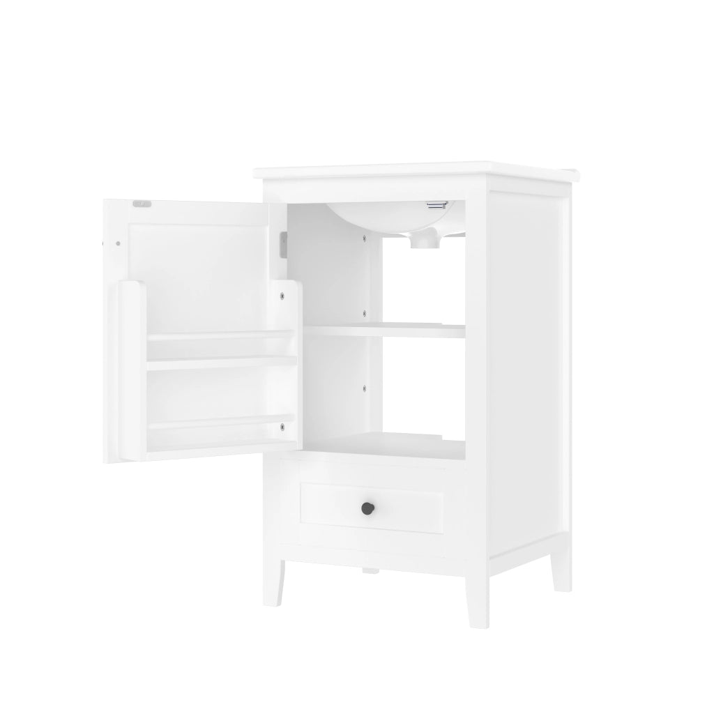 Mobile sottolavabo da bagno freestanding con lavabo in ceramica struttura in MDF bianco 51 × 46 × 85 cm