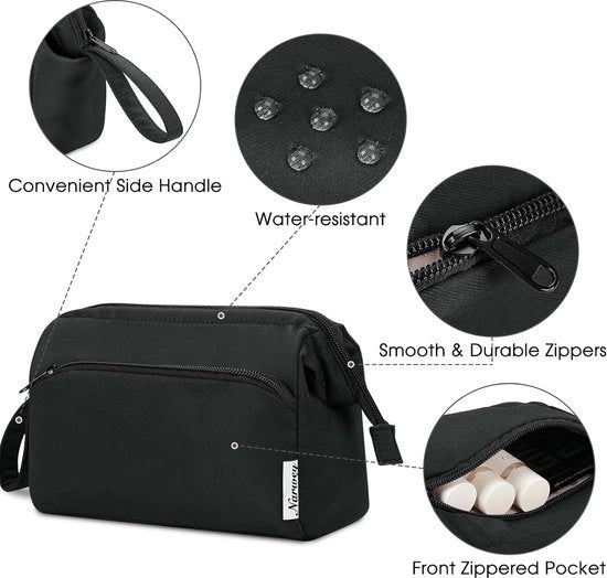 Organizzatore di Cosmetici Portatile con Tasche di Trasporto per Donne, Nero, Borsa di Trasporto Make-up