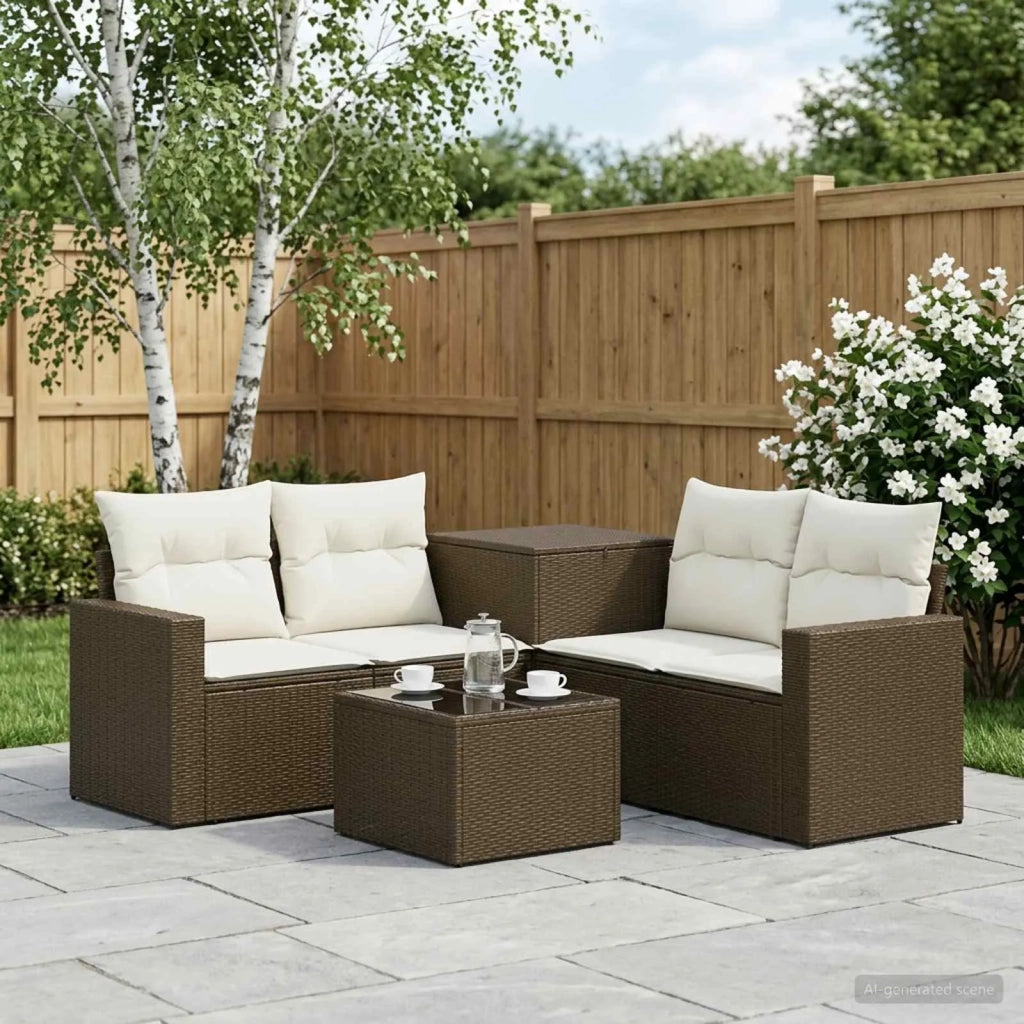 Set di divani 6 pz Marrone e Bianco Crema 3447402
