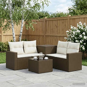 Set di divani 6 pz Marrone e Bianco Crema 3447402