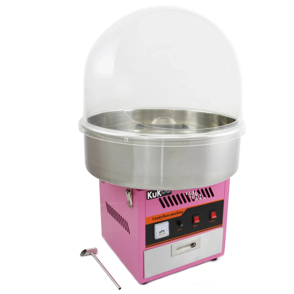 Macchina Zucchero Filato con Cupola 50 cm Rosa + 600 Stecche