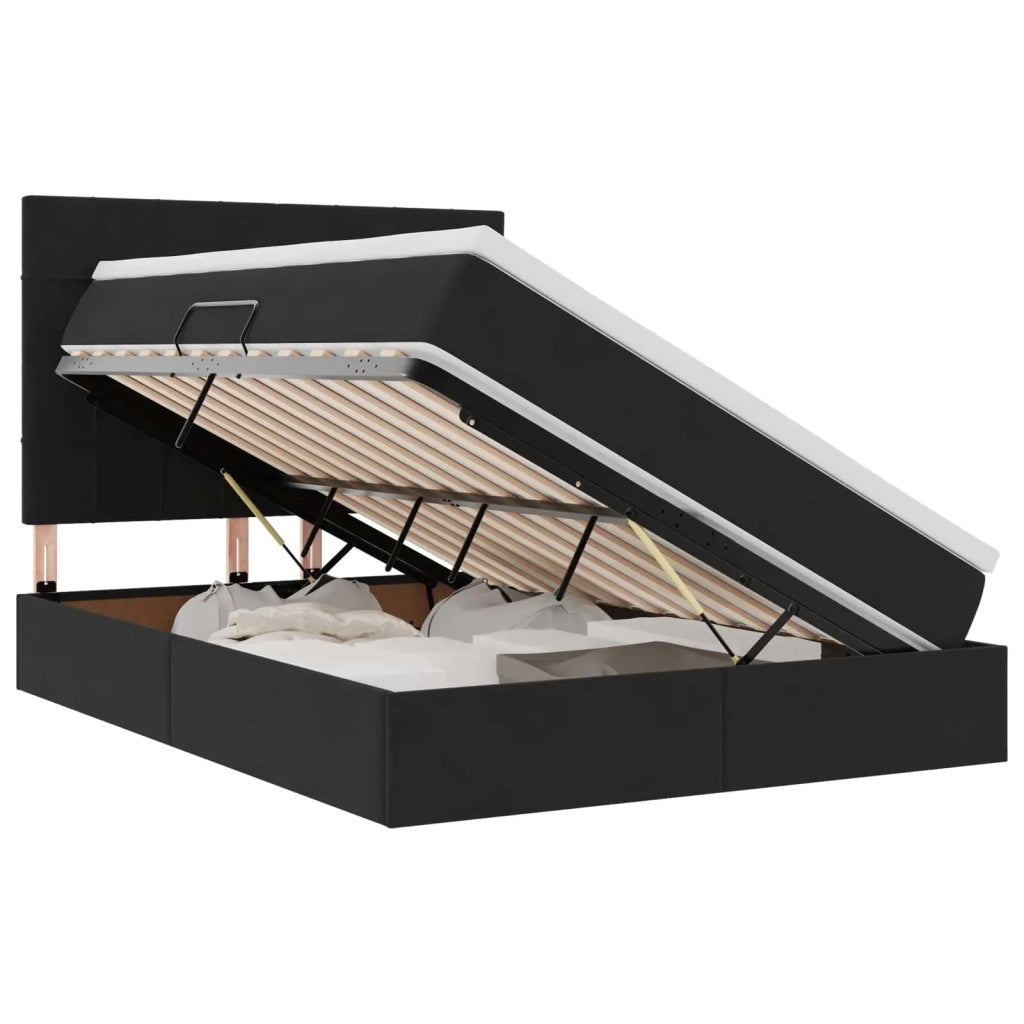 Letto con contenitore e materasso Nero 140 x 200 cm Velluto