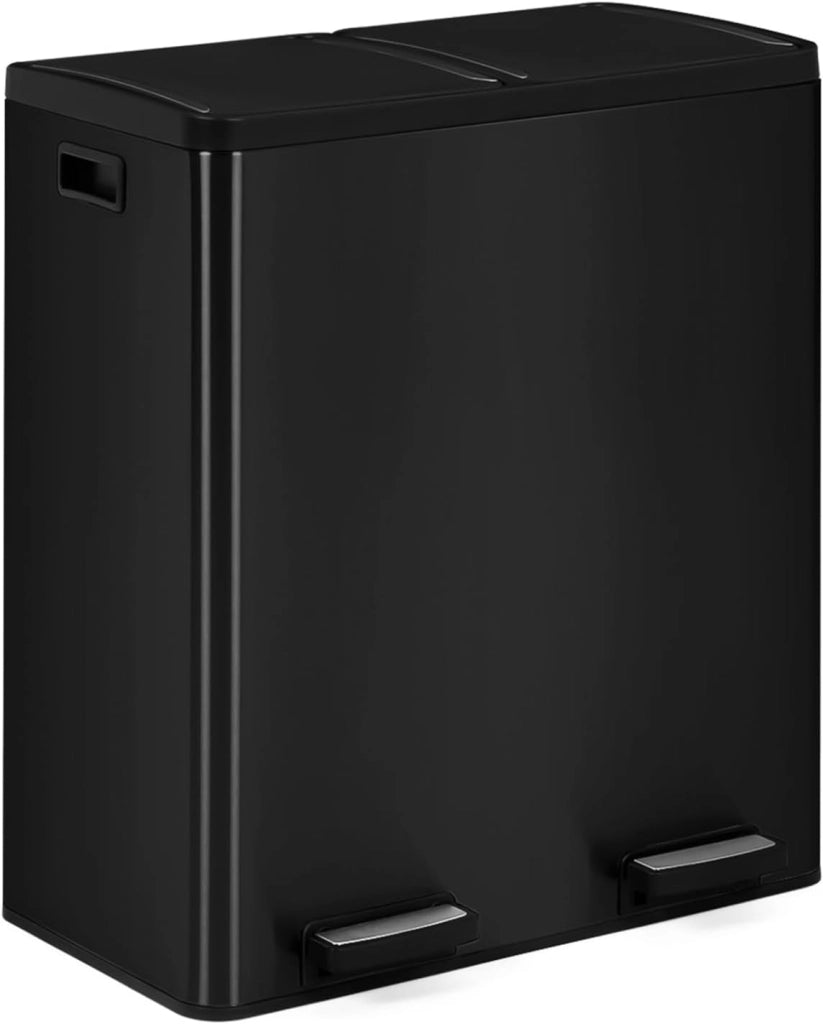 Bidone da cucina a selezione selettiva 2 x 30L nero 2 secchi estraibili e pedali in metallo