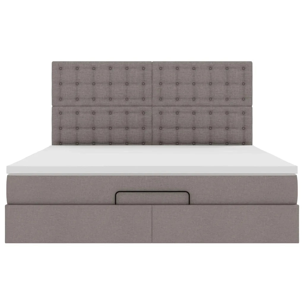 Struttura Letto Pouf con Materasso Tortora 160x200cm in Tessuto 3313338