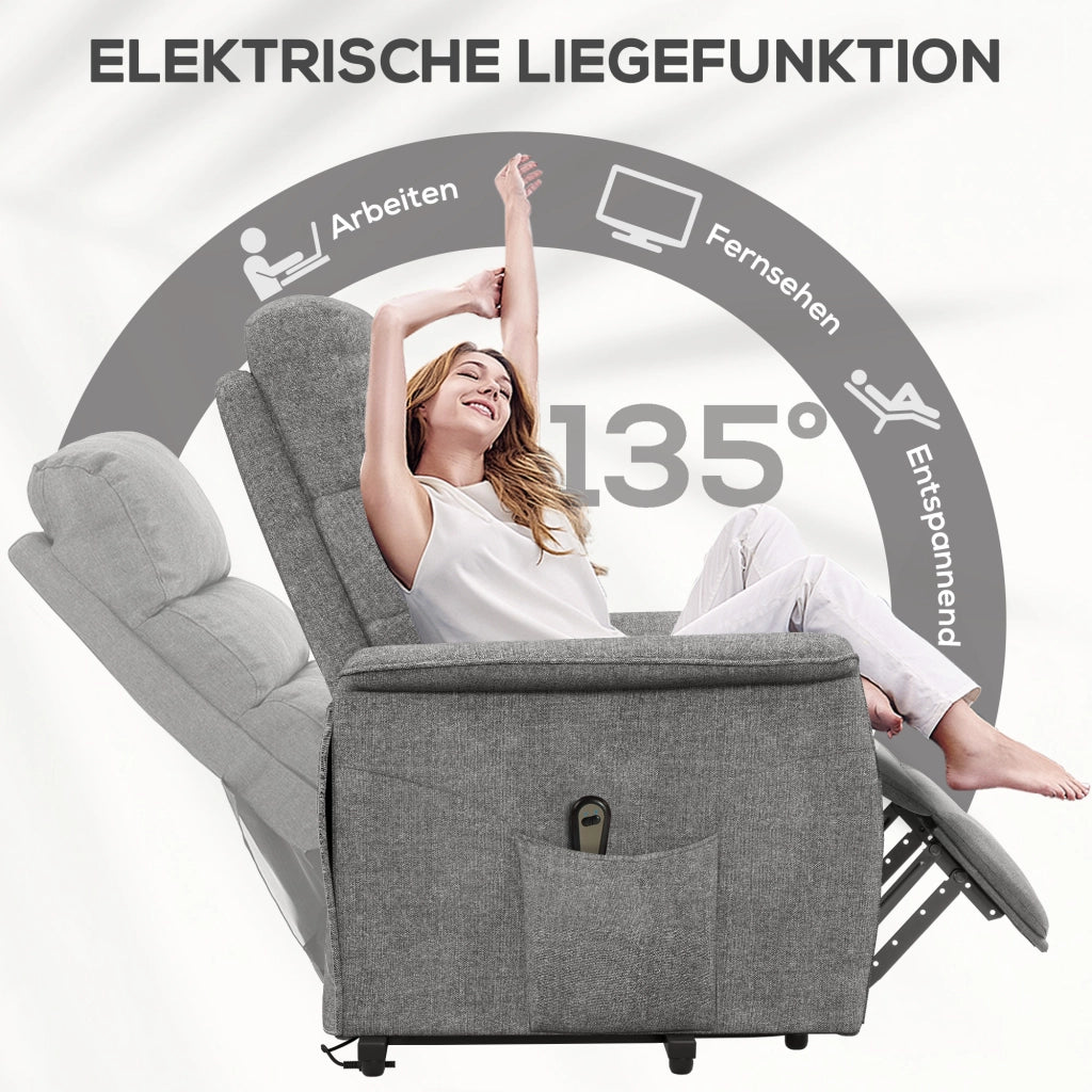 POLTRONA RELAX ELETTRICA con alzapersona 66x90x96 cm Grigio Poliestere