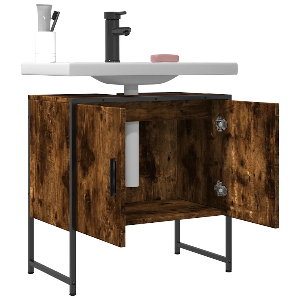 Mobile Lavabo | Armadio Lavabo Bagno Rovere Fumo 60x33x60 cm Legno Multistrato